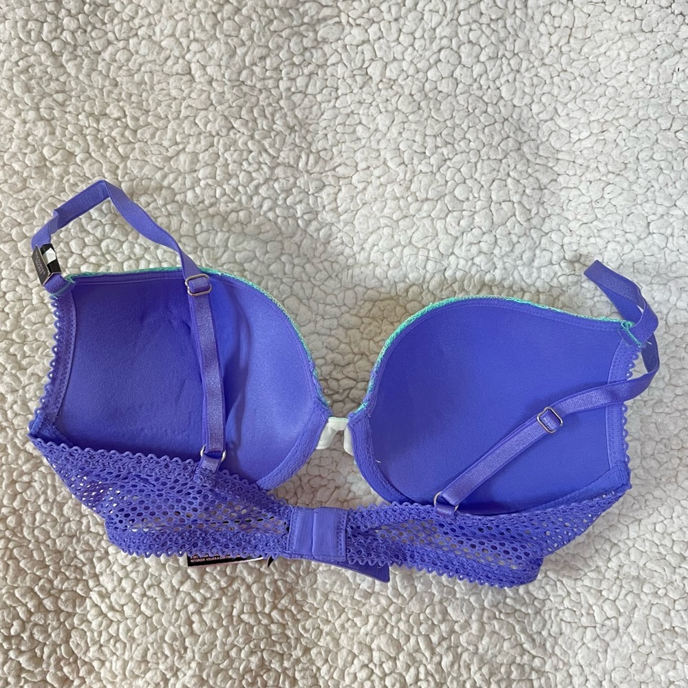 Victoria's Secret VS Very Sexy Push Up Bra Purple and Light Mint Blue Lace 32C - Picture 5 of 6